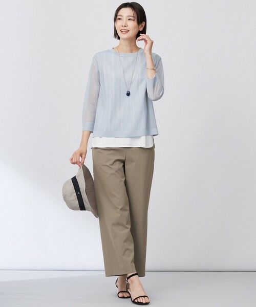 L size ONWARD(大きいサイズ) / エルサイズオンワード その他パンツ | 【洗える・接触冷感・UVケア・吸水速乾・防透け】麻シェルドライ ワイドストレート マリン パンツ | 詳細29