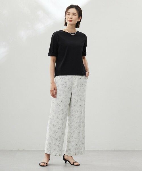 L size ONWARD(大きいサイズ) / エルサイズオンワード その他パンツ | 【洗える】ラインフラワープリント ワイドパンツ | 詳細1