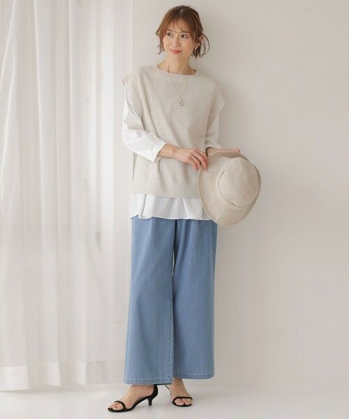 L size ONWARD(大きいサイズ) / エルサイズオンワード デニムパンツ | 【洗える】5ozバージラコンパクト デニム イージーパンツ | 詳細1