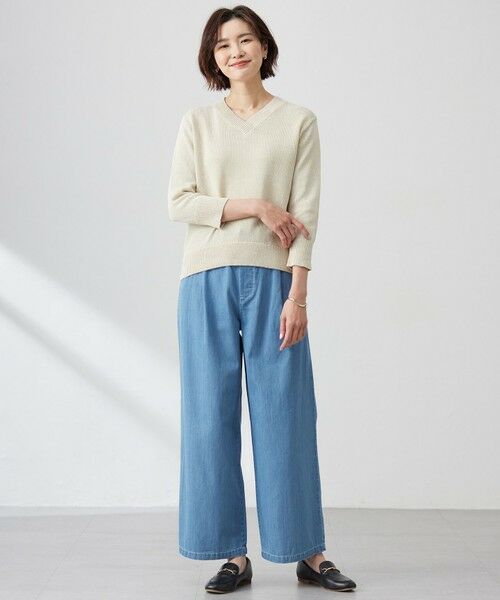 L size ONWARD(大きいサイズ) / エルサイズオンワード デニムパンツ | 【洗える】5ozバージラコンパクト デニム イージーパンツ | 詳細4