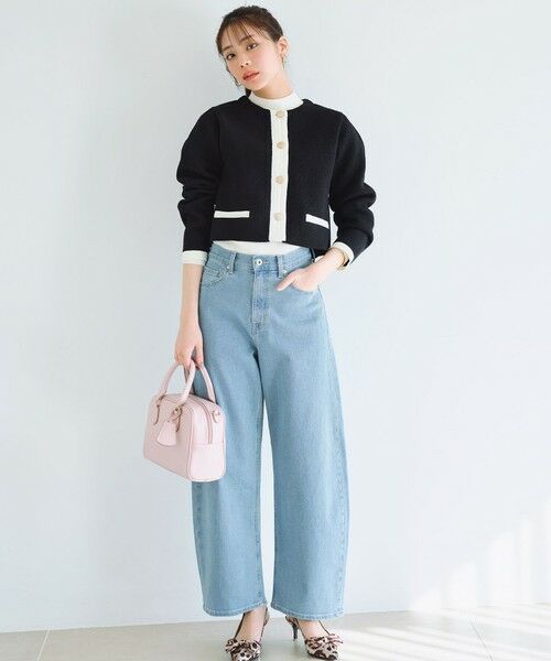 L size ONWARD(大きいサイズ)/エルサイズオンワード 【美Denimシリーズ】セミカーブワイド デニム ブリーチインディゴ 4 L size ONWARD(大きいサイズ)/エルサイズオンワード 【美Denimシリーズ】セミカーブワイド デニム ブリーチインディゴ 4