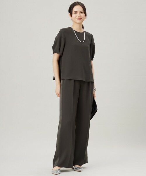 L size ONWARD(大きいサイズ) / エルサイズオンワード その他パンツ | 【SHIHOさんコラボ・洗える】バックサテンジョーゼットワイド パンツ | 詳細2