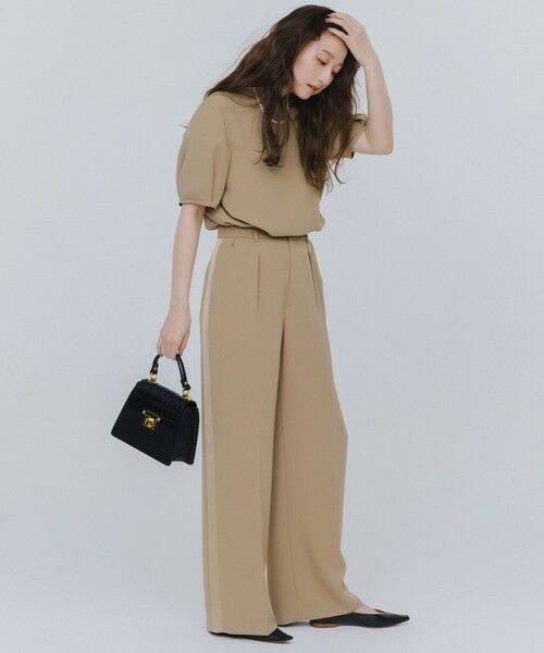 L size ONWARD(大きいサイズ) / エルサイズオンワード その他パンツ | 【SHIHOさんコラボ・洗える】バックサテンジョーゼットワイド パンツ | 詳細4