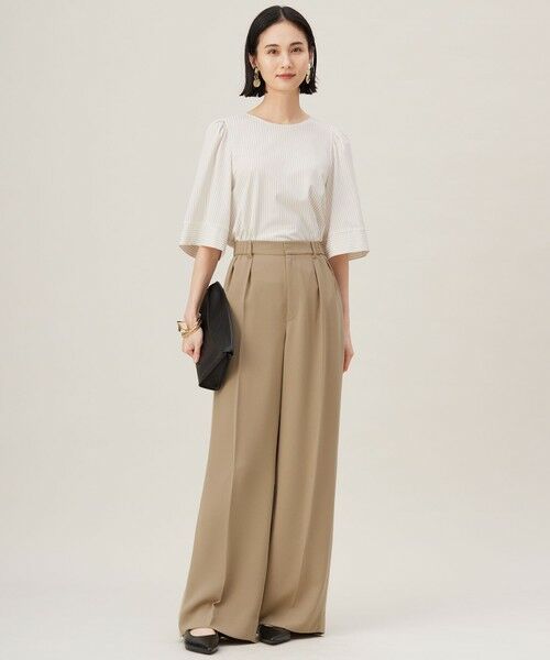 L size ONWARD(大きいサイズ) / エルサイズオンワード その他パンツ | 【SHIHOさんコラボ・洗える】バックサテンジョーゼットワイド パンツ | 詳細7