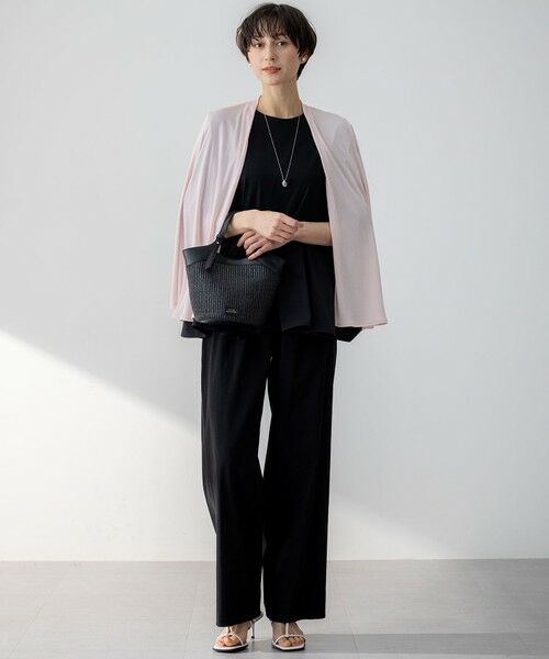 L size ONWARD(大きいサイズ) / エルサイズオンワード その他パンツ | 【洗える】リネンレーヨンストレッチ ドロスト ワイド パンツ | 詳細7