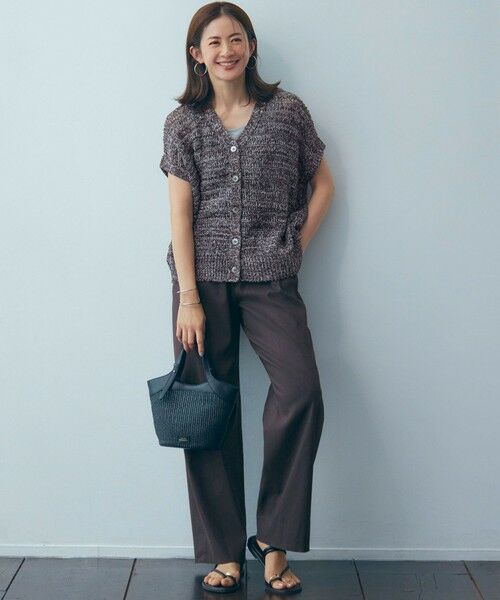 L size ONWARD(大きいサイズ) / エルサイズオンワード その他パンツ | 【洗える】リネンレーヨンストレッチ ドロスト ワイド パンツ | 詳細25