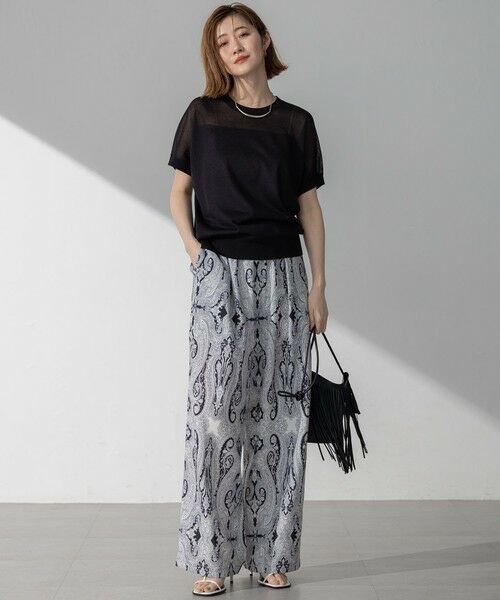 L size ONWARD(大きいサイズ) / エルサイズオンワード その他パンツ | 【洗える】Rattiドローイングペイズリープリント ワイド パンツ | 詳細2