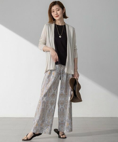 L size ONWARD(大きいサイズ) / エルサイズオンワード その他パンツ | 【洗える】Rattiドローイングペイズリープリント ワイド パンツ | 詳細17