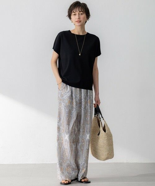 L size ONWARD(大きいサイズ) / エルサイズオンワード その他パンツ | 【洗える】Rattiドローイングペイズリープリント ワイド パンツ | 詳細13