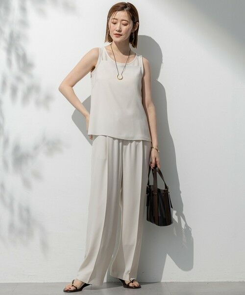 L size ONWARD(大きいサイズ) / エルサイズオンワード その他パンツ | 【接触冷感/UVカット/吸水速乾】ストレッチジョーゼット ワイド パンツ | 詳細11