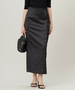 L size ONWARD(大きいサイズ) / エルサイズオンワード ミニ・ひざ丈スカート | 【洗える】 ハイマルチストレッチサテン スカート