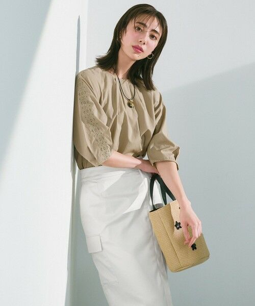 L size ONWARD(大きいサイズ) / エルサイズオンワード ミニ・ひざ丈スカート | 【洗える】 ハイマルチストレッチサテン スカート | 詳細2