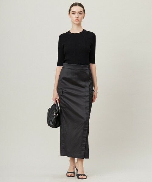 L size ONWARD(大きいサイズ) / エルサイズオンワード ミニ・ひざ丈スカート | 【洗える】 ハイマルチストレッチサテン スカート | 詳細5