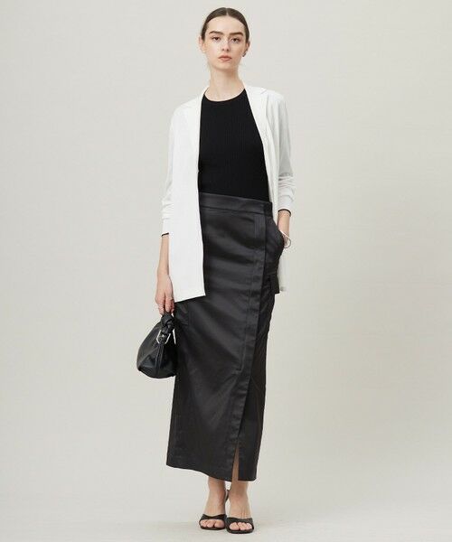 L size ONWARD(大きいサイズ) / エルサイズオンワード ミニ・ひざ丈スカート | 【洗える】 ハイマルチストレッチサテン スカート | 詳細8