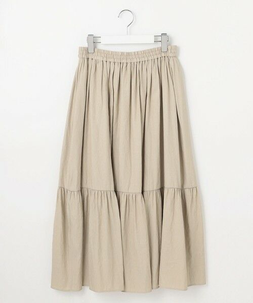 L size ONWARD(大きいサイズ) / エルサイズオンワード ミニ・ひざ丈スカート | 【洗える】シャンブレーツイル ティアード スカート | 詳細7