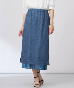 L size ONWARD(大きいサイズ) / エルサイズオンワード ミニ・ひざ丈スカート | 【洗える】ジャカードレース ナロースカート