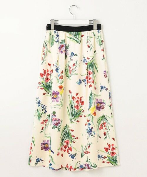 L size ONWARD(大きいサイズ) / エルサイズオンワード ミニ・ひざ丈スカート | 【洗える】ペイントタッチフラワープリント スカート | 詳細7