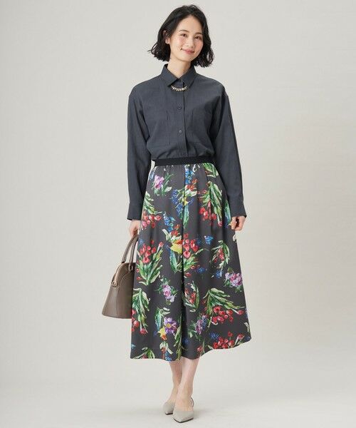 L size ONWARD(大きいサイズ) / エルサイズオンワード ミニ・ひざ丈スカート | 【洗える】ペイントタッチフラワープリント スカート | 詳細13