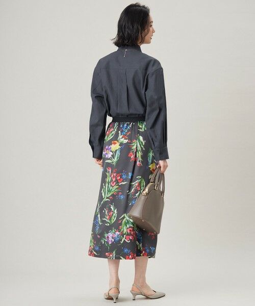 L size ONWARD(大きいサイズ) / エルサイズオンワード ミニ・ひざ丈スカート | 【洗える】ペイントタッチフラワープリント スカート | 詳細14