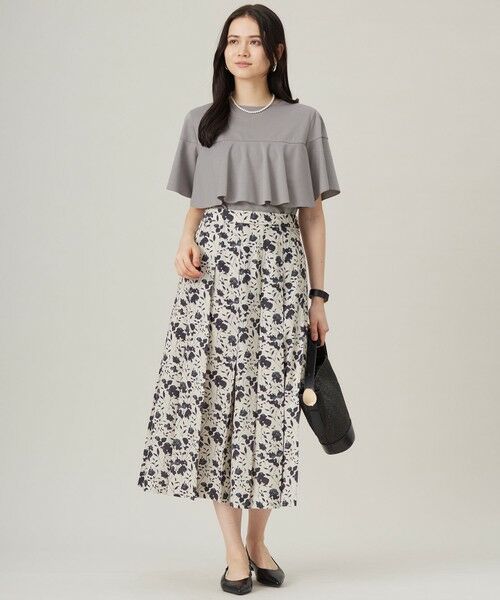L size ONWARD(大きいサイズ) / エルサイズオンワード ミニ・ひざ丈スカート | 【洗える】リネンライクフラワープリント スカート | 詳細2