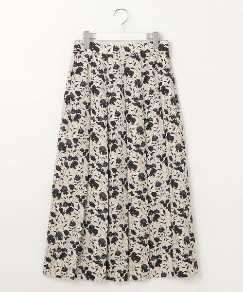 L size ONWARD(大きいサイズ) / エルサイズオンワード ミニ・ひざ丈スカート | 【洗える】リネンライクフラワープリント スカート | 詳細3