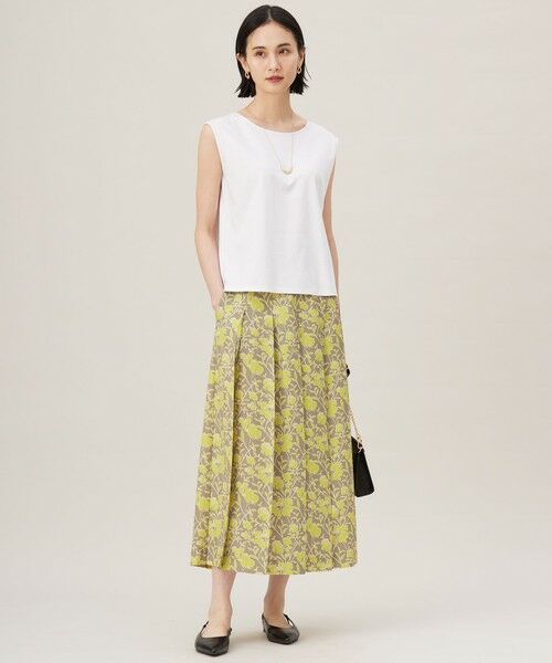 L size ONWARD(大きいサイズ) / エルサイズオンワード ミニ・ひざ丈スカート | 【洗える】リネンライクフラワープリント スカート | 詳細11