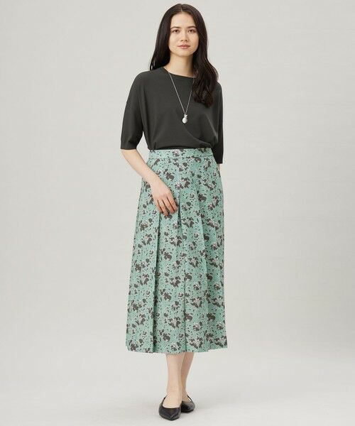L size ONWARD(大きいサイズ) / エルサイズオンワード ミニ・ひざ丈スカート | 【洗える】リネンライクフラワープリント スカート | 詳細15