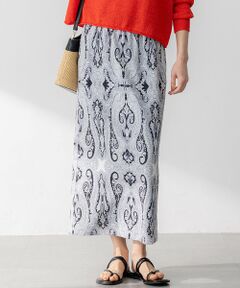 L size ONWARD(大きいサイズ) / エルサイズオンワード ミニ・ひざ丈スカート | 【洗える】Rattiドローイングペイズリープリント スカート