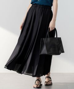 L size ONWARD(大きいサイズ) / エルサイズオンワード ミニ・ひざ丈スカート | 【洗える】ソフトオーガンジー タック スカート