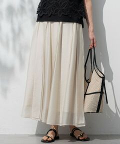 L size ONWARD(大きいサイズ) / エルサイズオンワード ミニ・ひざ丈スカート | 【洗える】ソフトオーガンジー タック スカート