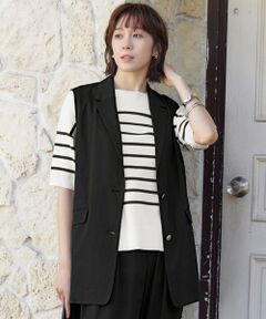 CLASSY.6月号掲載】リネンレーヨンストレッチ ロング ジレ / 23