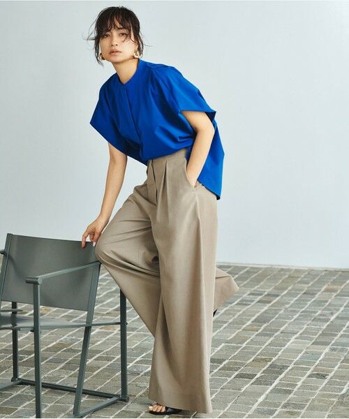 L size ONWARD(大きいサイズ) / エルサイズオンワード シャツ・ブラウス | 【接触冷感・UVカット・洗える】ヴィンテージスパンブロード デザインブラウス | 詳細7