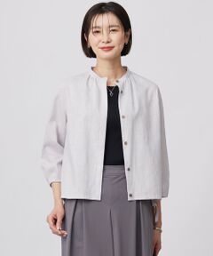 L size ONWARD(大きいサイズ) / エルサイズオンワード シャツ・ブラウス | 【洗える・接触冷感・吸水速乾】麻SOLID バンドカラー シャツ ブラウス