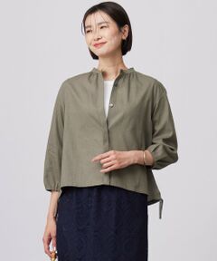 L size ONWARD(大きいサイズ) / エルサイズオンワード シャツ・ブラウス | 【洗える・接触冷感・吸水速乾】麻SOLID バンドカラー シャツ ブラウス