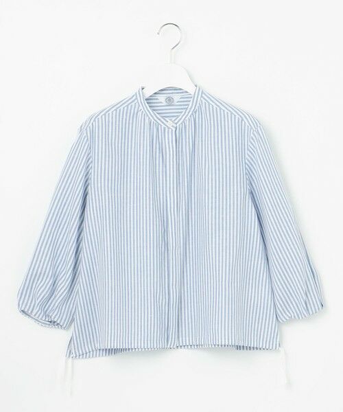 L size ONWARD(大きいサイズ) / エルサイズオンワード シャツ・ブラウス | 【洗える・接触冷感・吸水速乾】麻STRIPE バンドカラー シャツ ブラウス | 詳細8