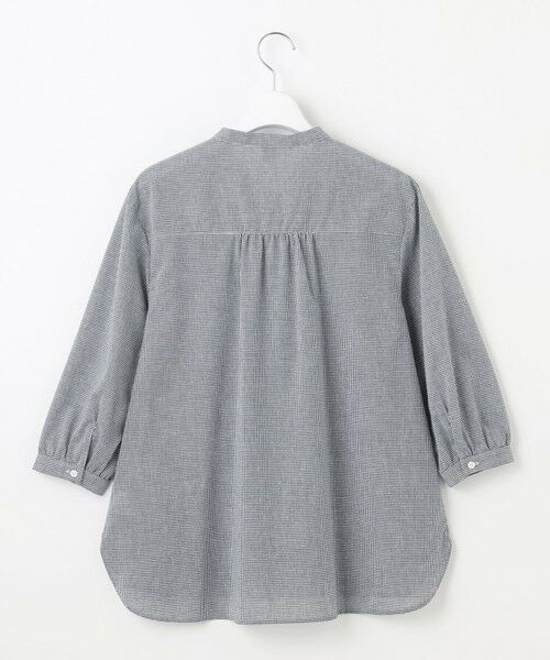 L size ONWARD(大きいサイズ) / エルサイズオンワード シャツ・ブラウス | 【洗える】リネンminiチェック バンドカラー プルオーバー ブラウス | 詳細4