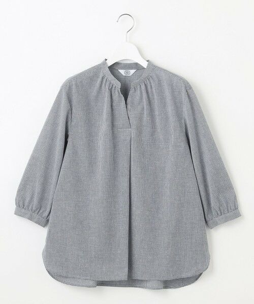 L size ONWARD(大きいサイズ) / エルサイズオンワード シャツ・ブラウス | 【洗える】リネンminiチェック バンドカラー プルオーバー ブラウス | 詳細3