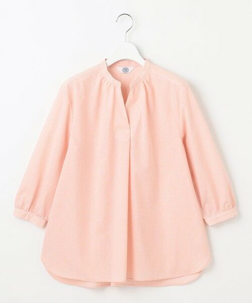 L size ONWARD(大きいサイズ) / エルサイズオンワード シャツ・ブラウス | 【洗える】リネンminiチェック バンドカラー プルオーバー ブラウス | 詳細13