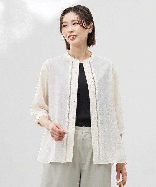 ファッション WEB限定カラーあり・洗える】Sheer バンドカラー リネン Vis ボディ・フェイスケア