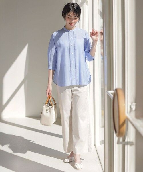 WEB限定カラーあり・洗える】Sheer Vis リネン バンドカラー