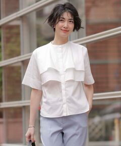 L size ONWARD(大きいサイズ) / エルサイズオンワード シャツ・ブラウス | 【洗える】ラミーポプリン ティアード ブラウス