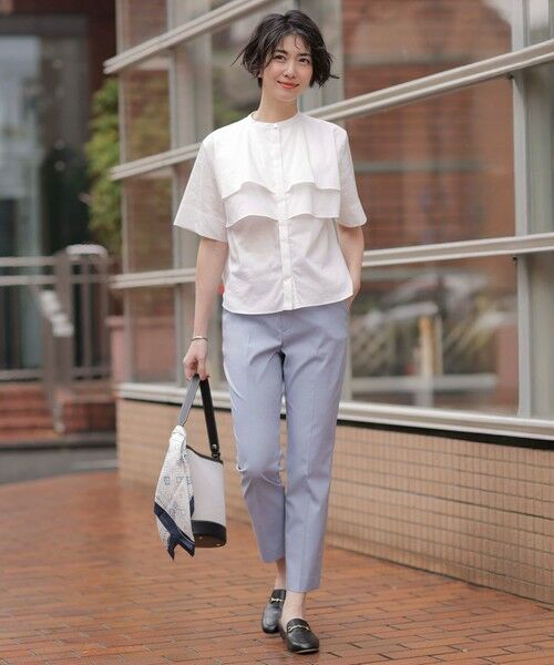 L size ONWARD(大きいサイズ) / エルサイズオンワード シャツ・ブラウス | 【洗える】ラミーポプリン ティアード ブラウス | 詳細10