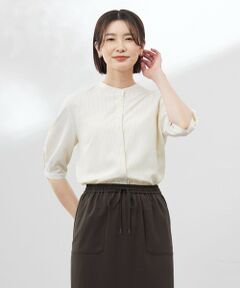 L size ONWARD(大きいサイズ) / エルサイズオンワード シャツ・ブラウス | 【洗える】ストライプ バンドカラー ブラウス