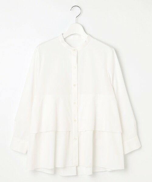 L size ONWARD(大きいサイズ)/エルサイズオンワード 【洗える】コットンティアード ブラウス オフ 44