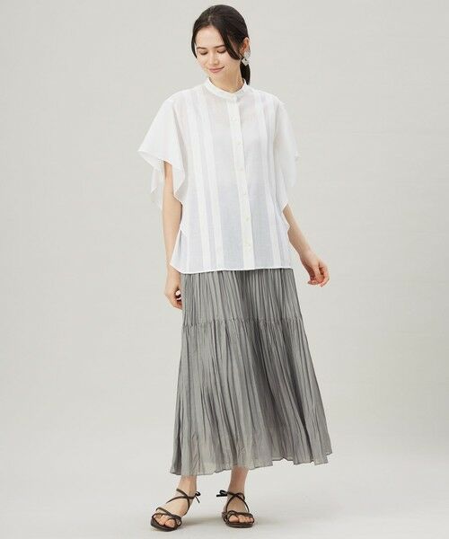 L size ONWARD(大きいサイズ) / エルサイズオンワード シャツ・ブラウス | 【接触冷感・吸水速乾・洗える】ナチュラルリネンフレア袖 シャツ | 詳細1