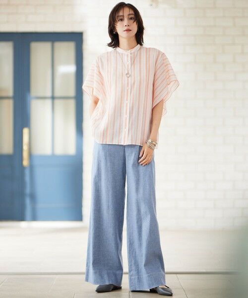 L size ONWARD(大きいサイズ) / エルサイズオンワード シャツ・ブラウス | 【接触冷感・吸水速乾・洗える】ナチュラルリネンフレア袖 シャツ | 詳細8