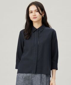 L size ONWARD(大きいサイズ) / エルサイズオンワード シャツ・ブラウス | 【ドラマ「明日はもっと いい日になる」着用】【接触冷感・吸水速乾・洗える】ナチュラルリネンクロップド丈 シャツ