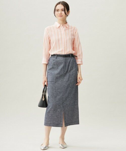 L size ONWARD(大きいサイズ) / エルサイズオンワード シャツ・ブラウス | 【ドラマ「明日はもっと いい日になる」着用】【接触冷感・吸水速乾・洗える】ナチュラルリネンクロップド丈 シャツ | 詳細10