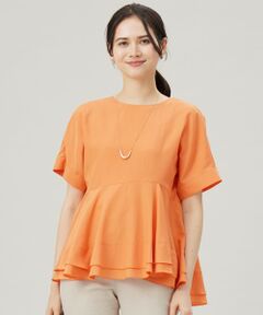 L size ONWARD(大きいサイズ) / エルサイズオンワード シャツ・ブラウス | 【洗える】ソフトリネンペプラム ブラウス