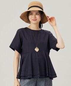 L size ONWARD(大きいサイズ) / エルサイズオンワード シャツ・ブラウス | 【洗える】ソフトリネンペプラム ブラウス